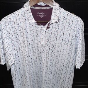 Walter Hagan Performance Polo White‎ With All Over Dog Print Medium Golf